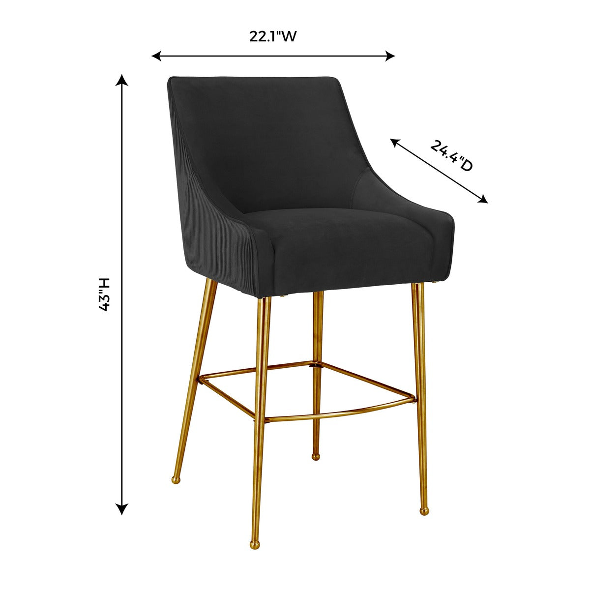 Beatrix Pleated Velvet Stool by TOV D68223
