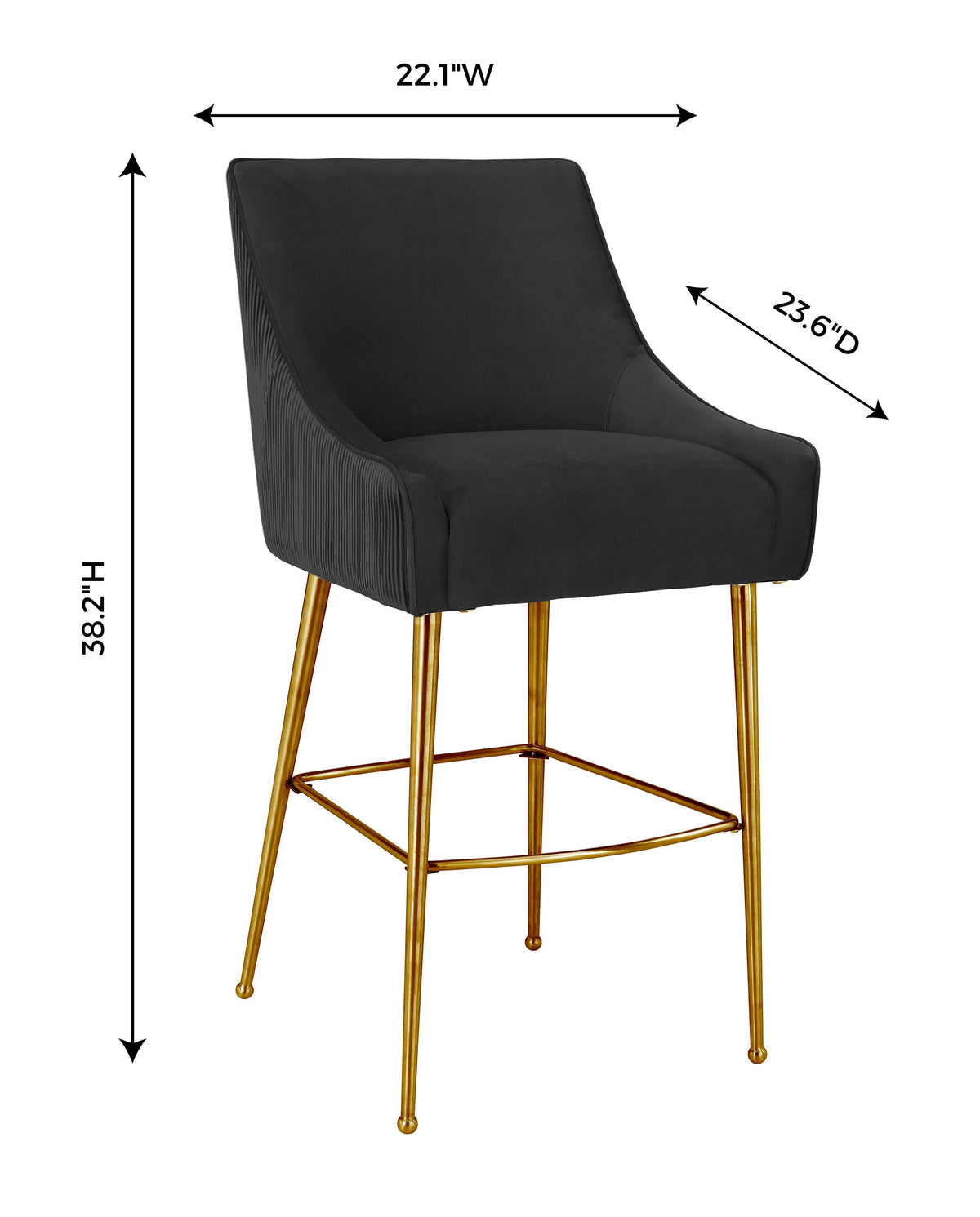 Beatrix Pleated Black Performance Velvet Counter Stool by TOV Furniture – photo 6 of 7