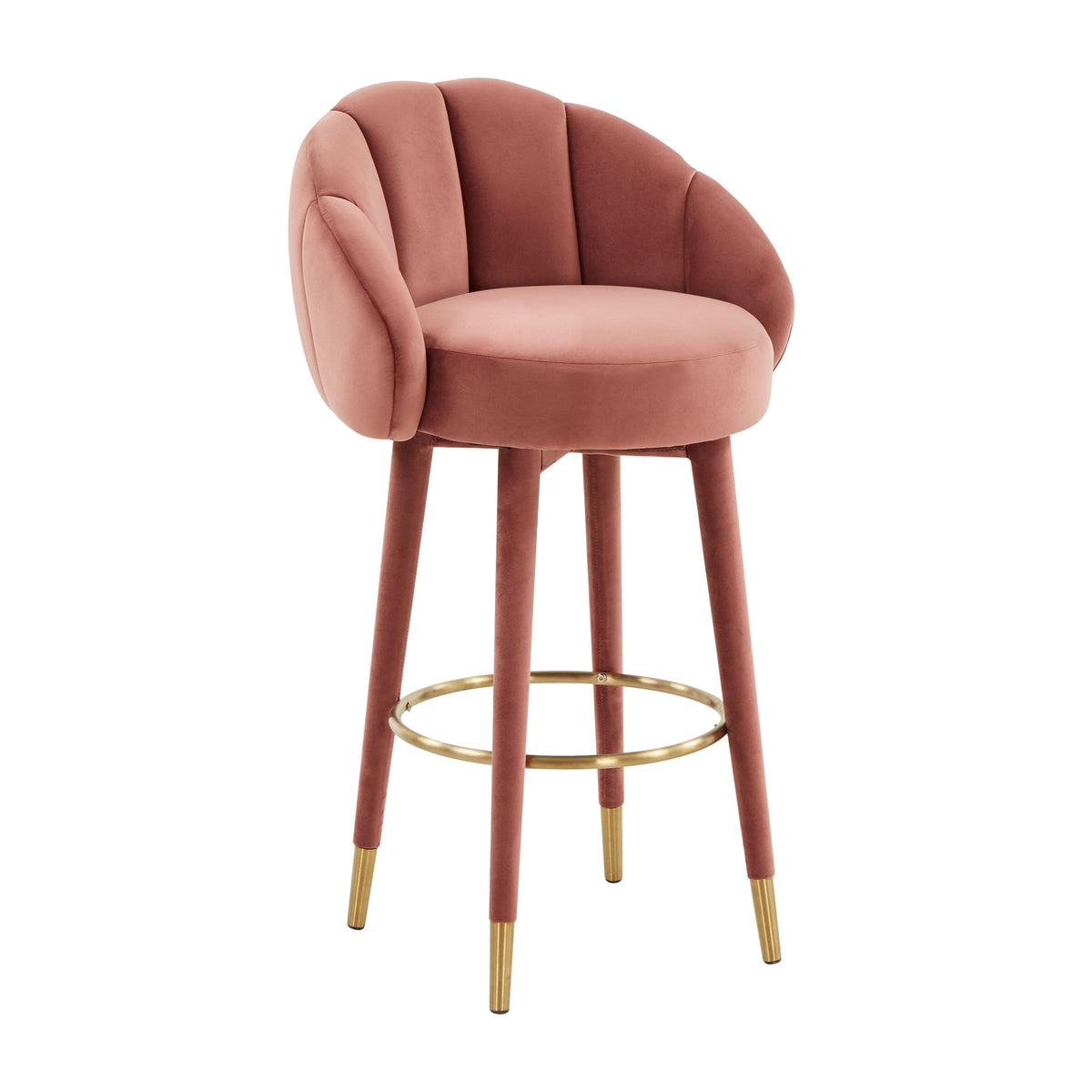 Myla Salmon Performance Velvet Swivel Bar Stool by TOV Furniture – photo 1 of 9