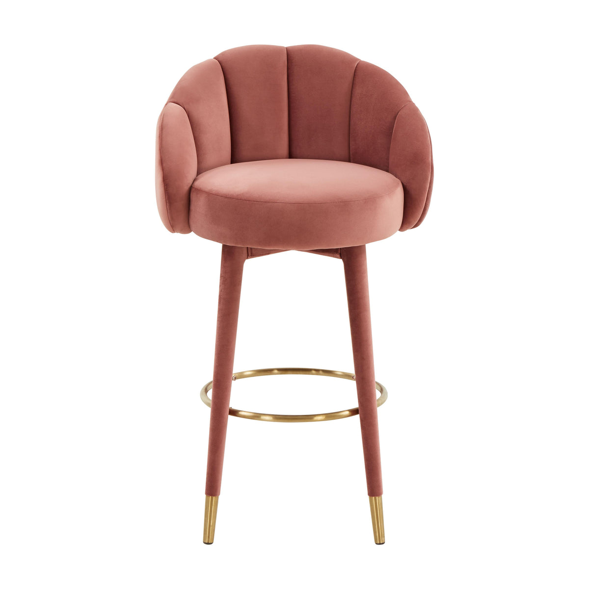 Myla Salmon Performance Velvet Swivel Bar Stool by TOV Furniture – photo 3 of 9