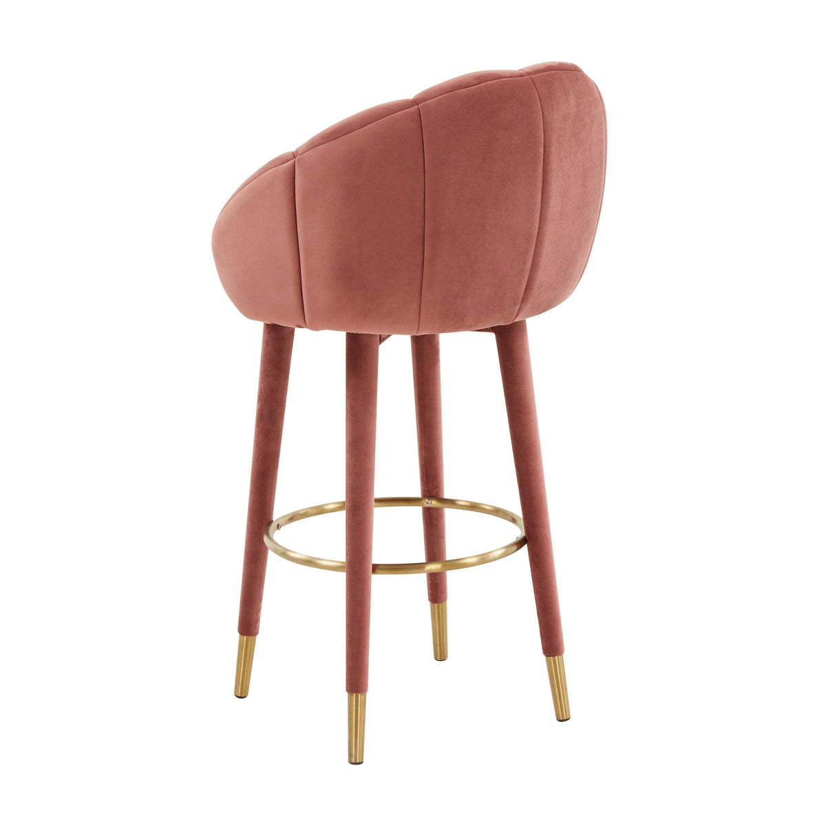Myla Salmon Performance Velvet Swivel Bar Stool by TOV Furniture – photo 4 of 9
