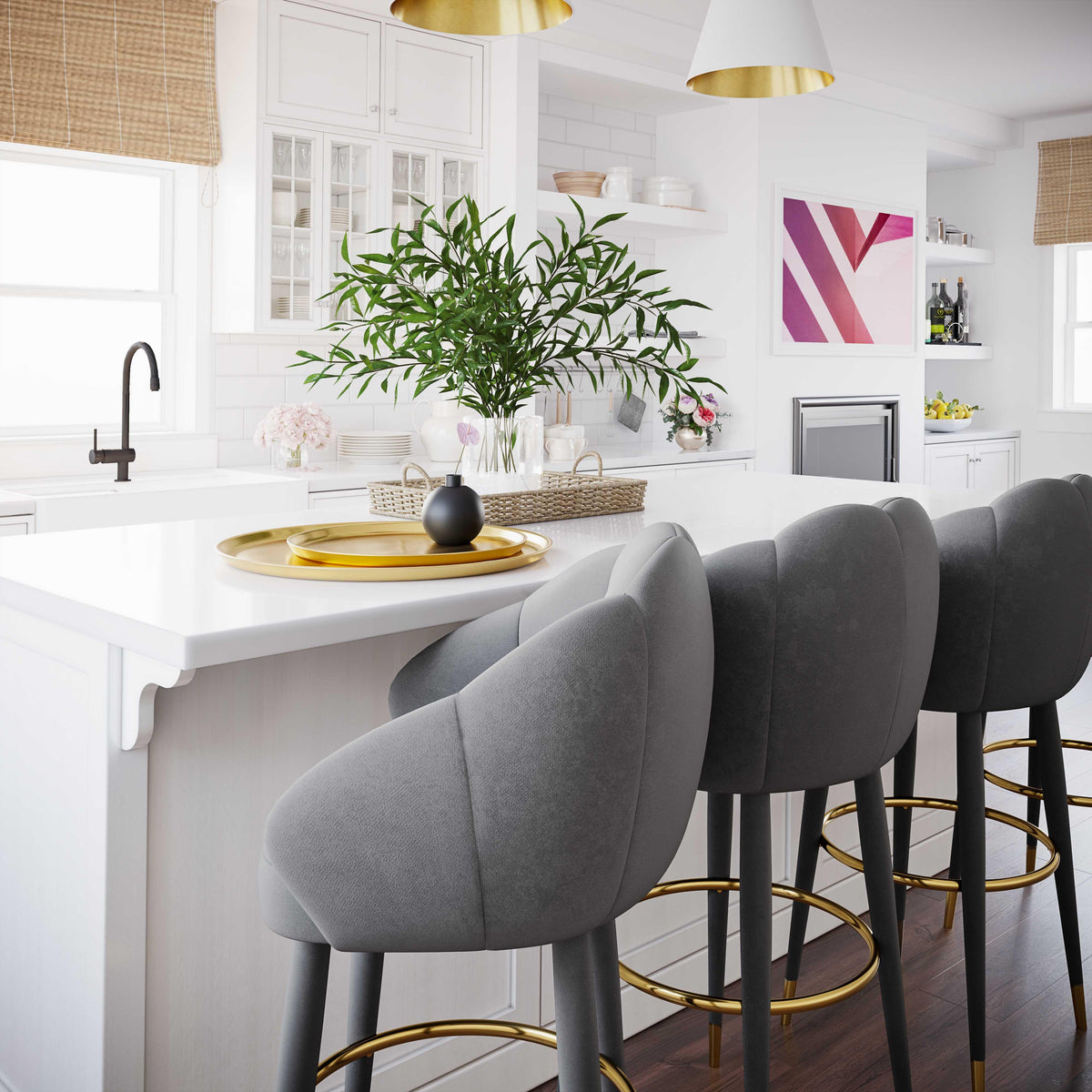 Myla Performance Velvet Swivel Stool by TOV Furniture – several options shown
