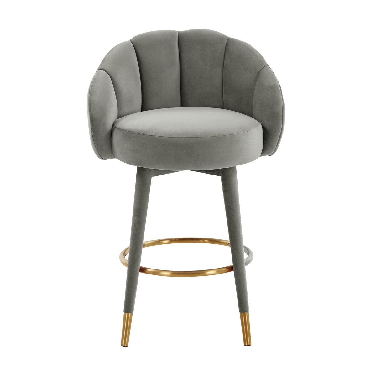 Myla Light Grey Performance Velvet Swivel Counter Stool by TOV Furniture – photo 3 of 8