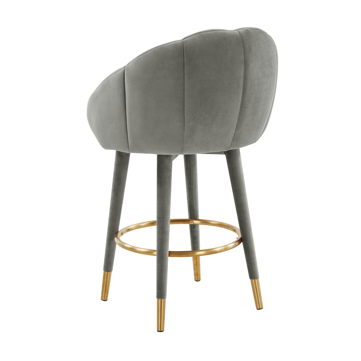 Myla Light Grey Performance Velvet Swivel Counter Stool by TOV Furniture – photo 4 of 8