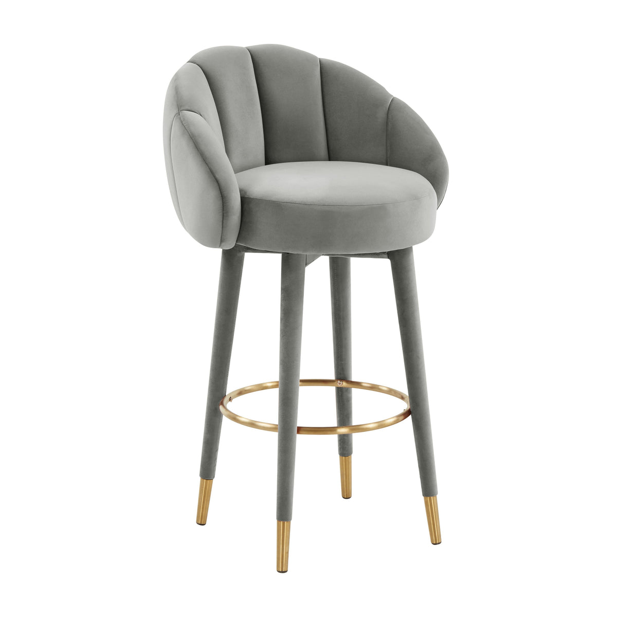 Myla Light Grey Performance Velvet Swivel Bar Stool by TOV Furniture – photo 1 of 8