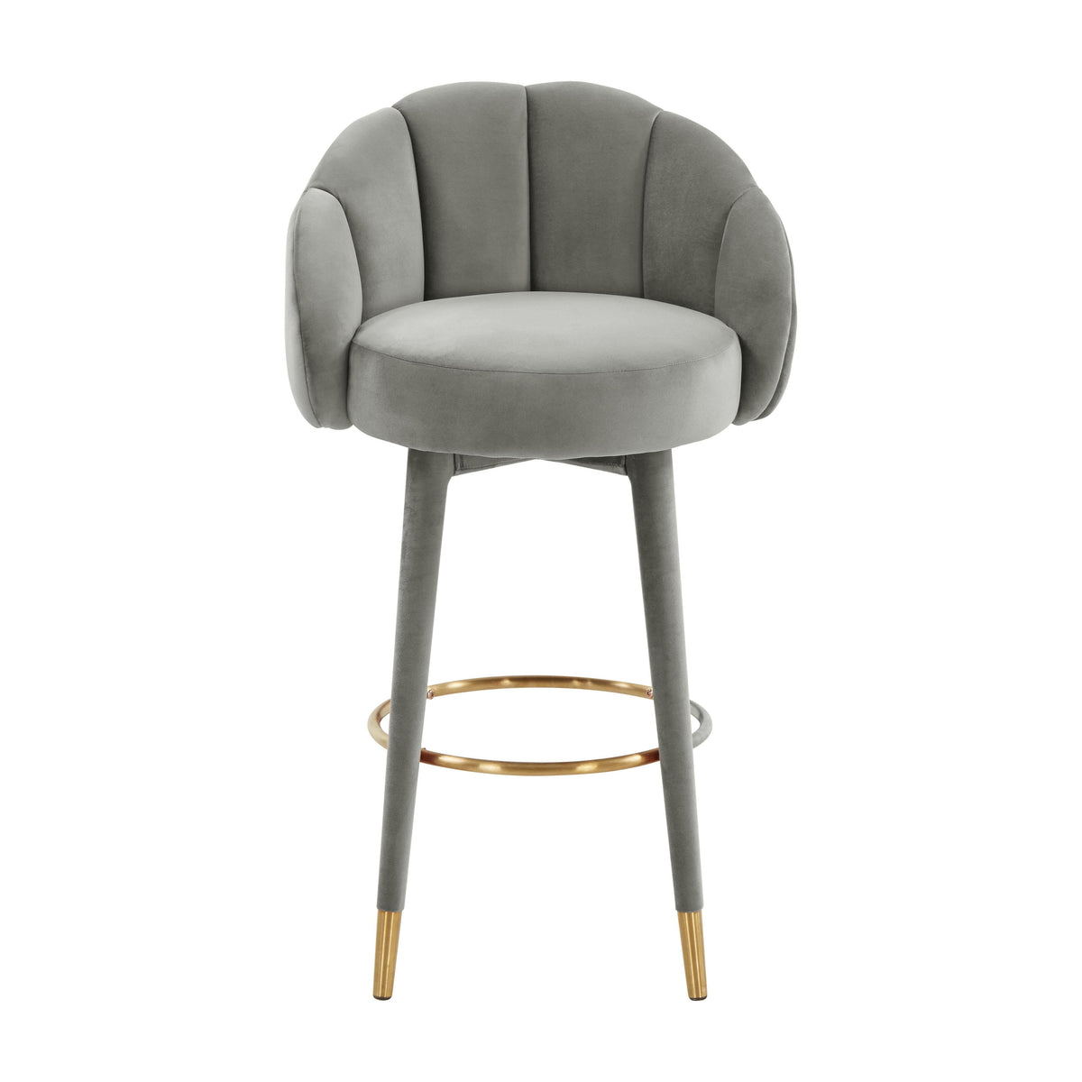 Myla Light Grey Performance Velvet Swivel Bar Stool by TOV Furniture – photo 2 of 8