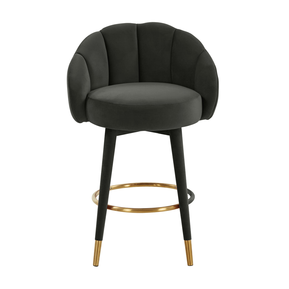 Myla Black Performance Velvet Swivel Counter Stool by TOV Furniture – photo 3 of 8