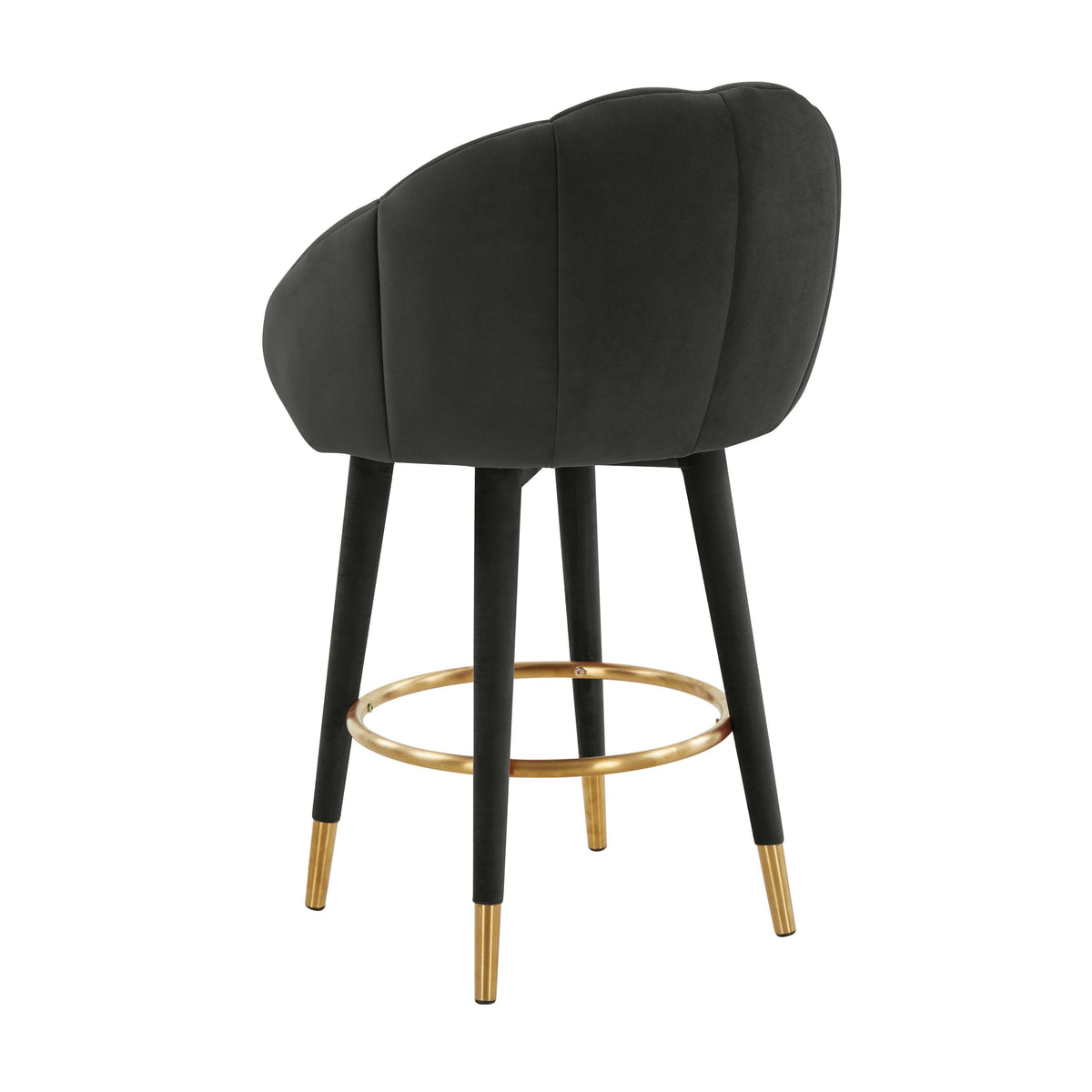 Myla Black Performance Velvet Swivel Counter Stool by TOV Furniture – photo 4 of 8