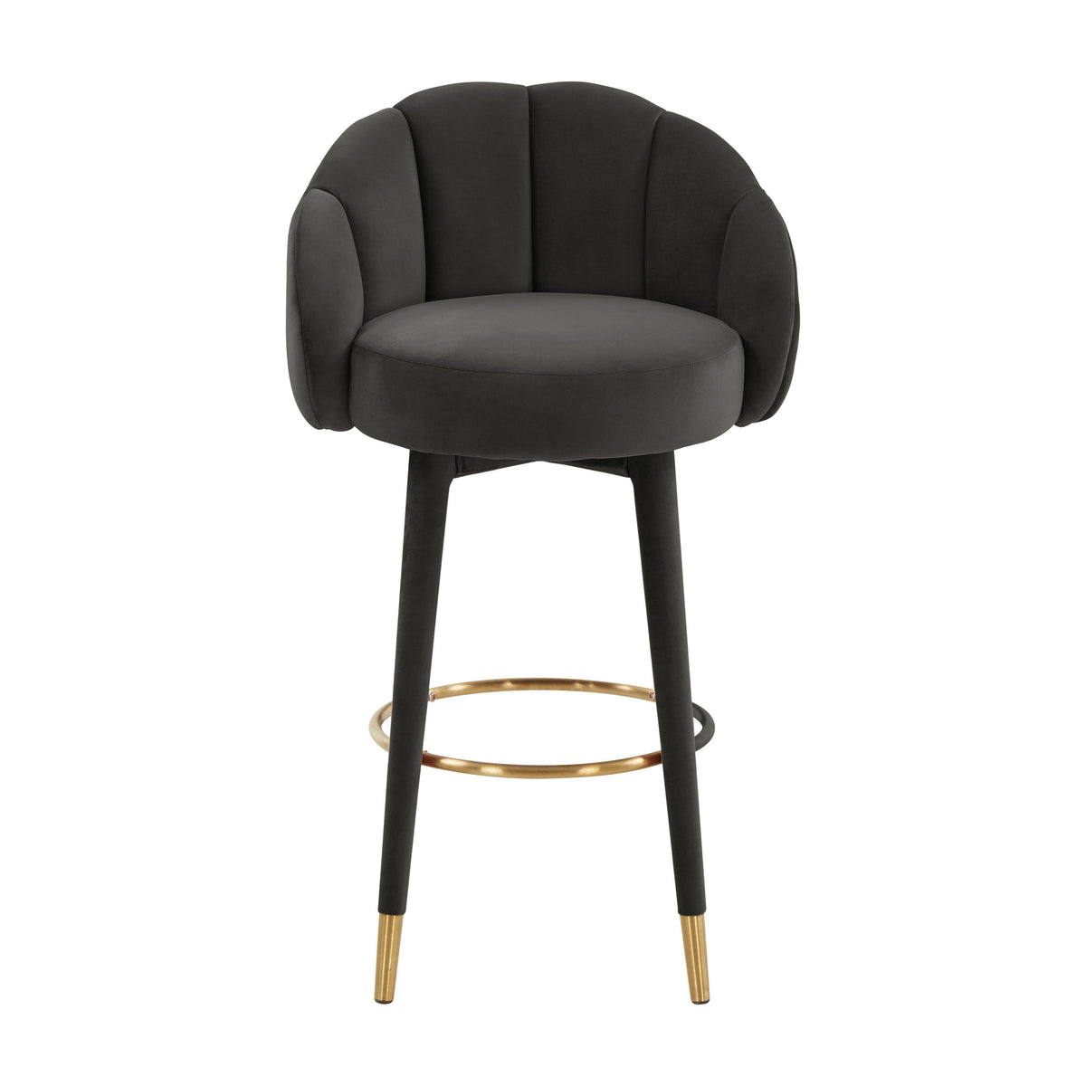 Myla Black Performance Velvet Swivel Bar Stool by TOV Furniture – photo 3 of 8