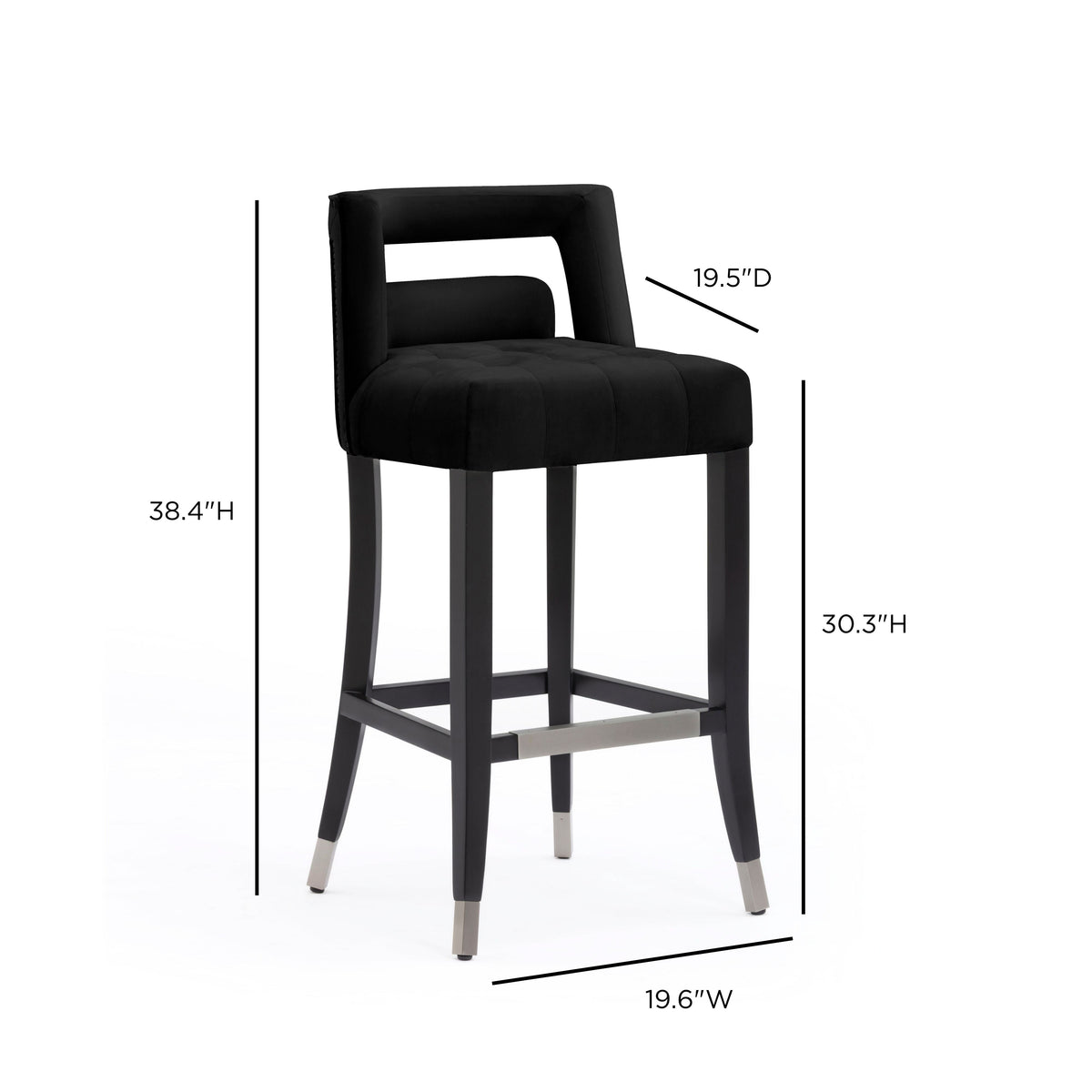 Hart Black Performance Velvet Bar Stool by TOV Furniture – photo 6 of 7