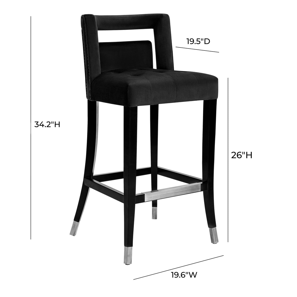 Hart Black Performance Velvet Counter Stool by TOV Furniture – photo 6 of 7
