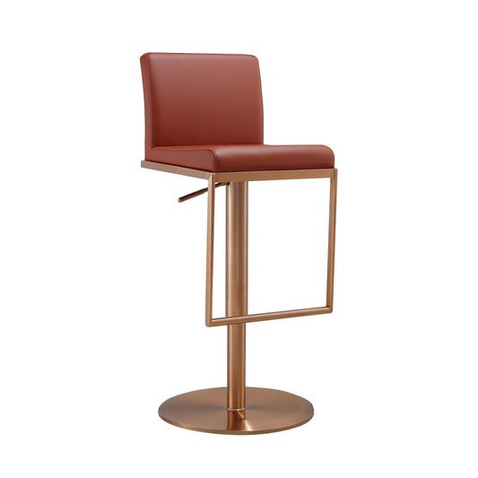 Sentinel Saddle Brown And Rose Gold Adjustable Stool by TOV D68295