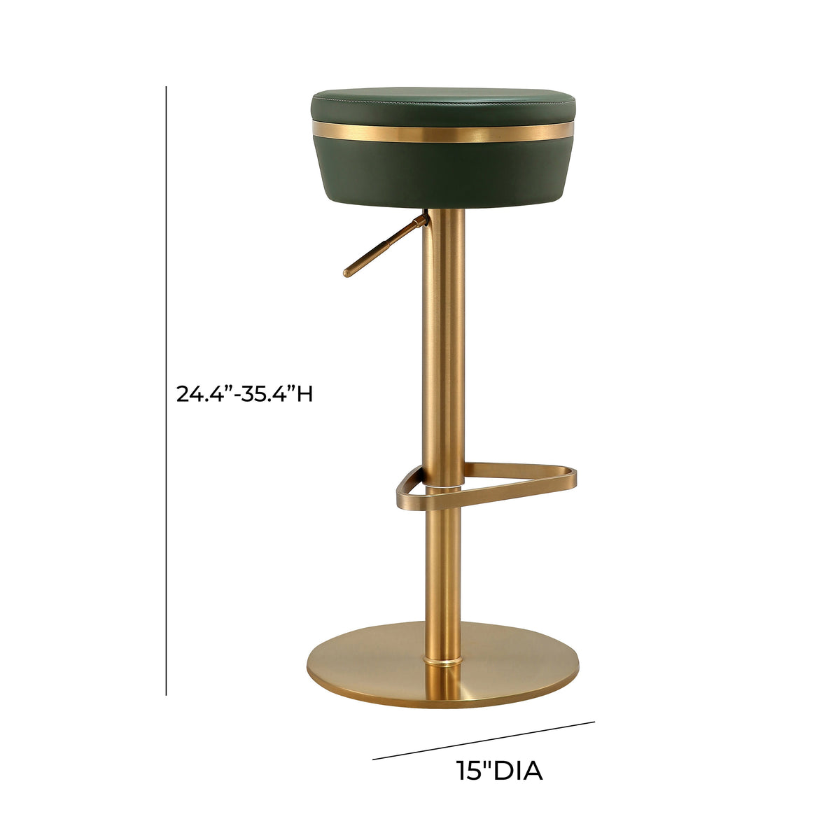 Astro Malachite Green Performance Vegan Leather and Gold Adjustable Stool by TOV Furniture – photo 9 of 9
