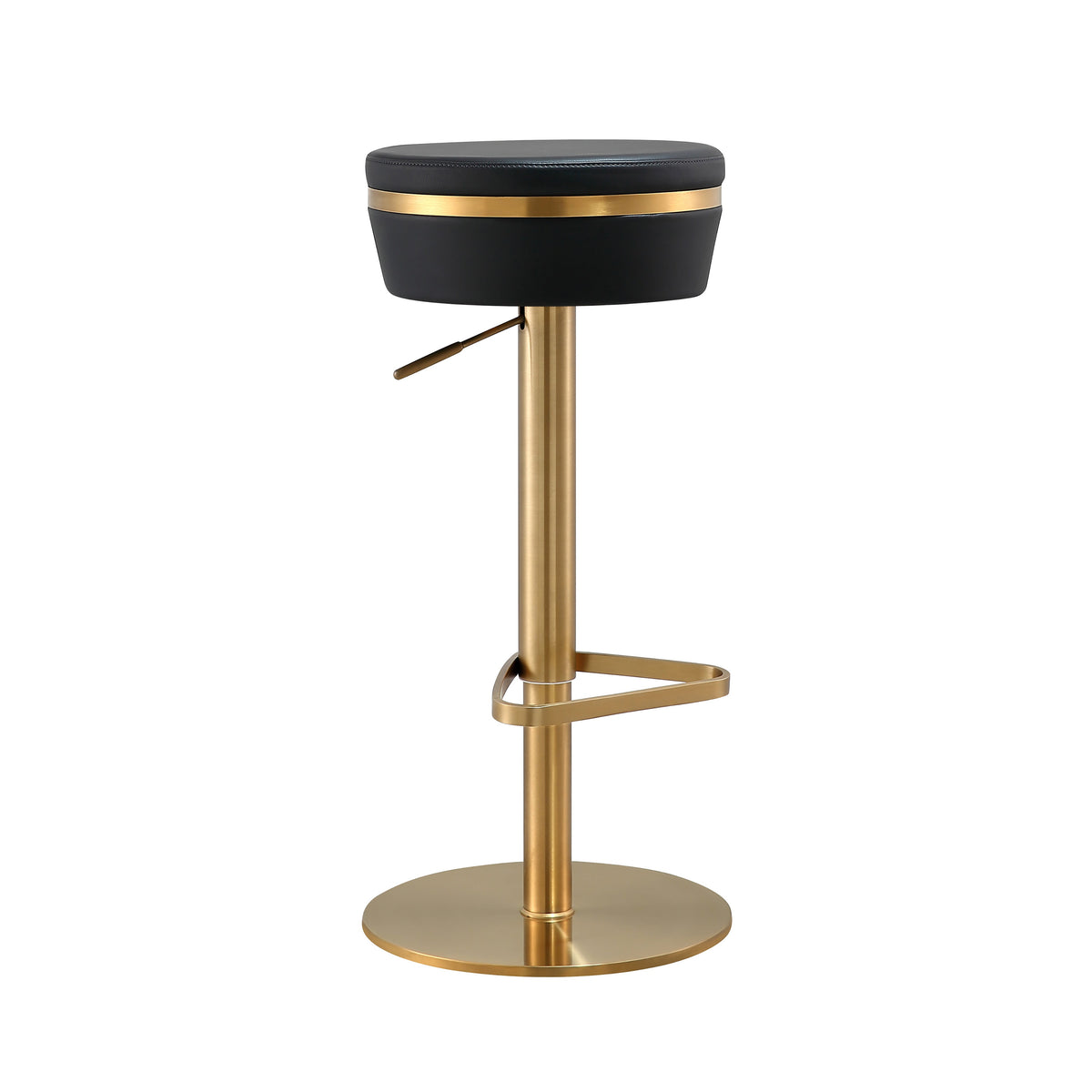 Astro Black Performance Vegan Leather and Gold Adjustable Stool by TOV Furniture – photo 1 of 9