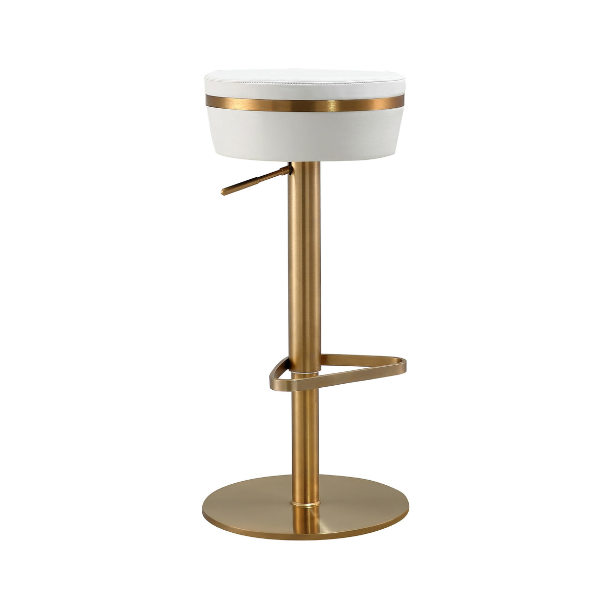 Astro White Performance Vegan Leather and Gold Adjustable Stool by TOV Furniture – photo 1 of 9