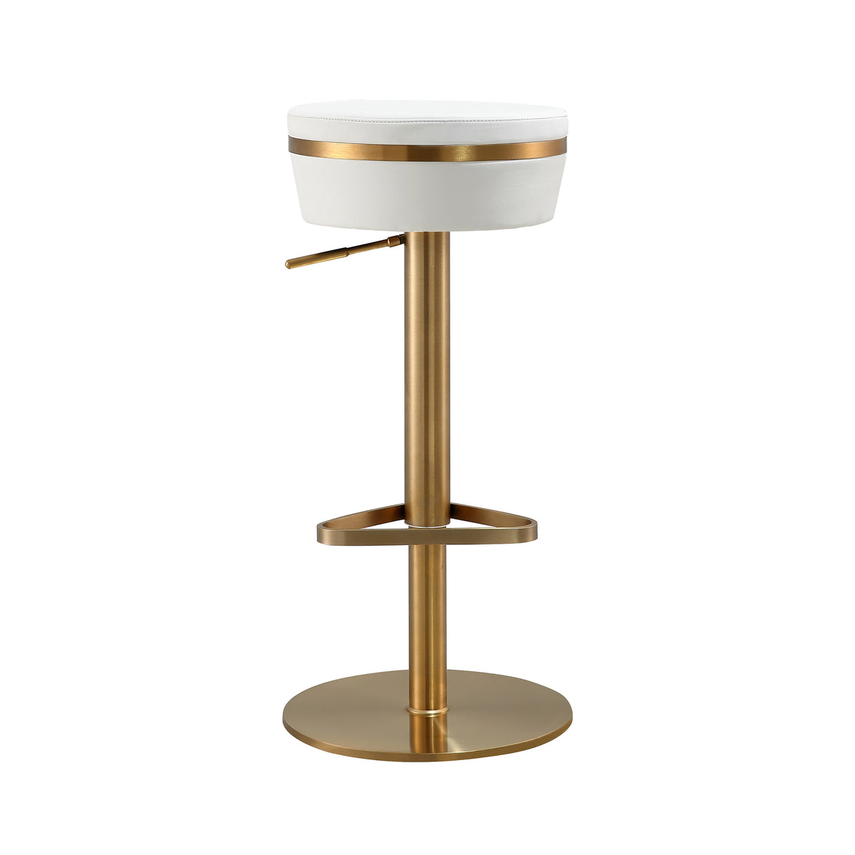 Astro White Performance Vegan Leather and Gold Adjustable Stool by TOV Furniture – photo 3 of 9