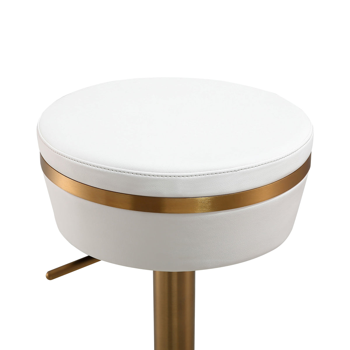 Astro White Performance Vegan Leather and Gold Adjustable Stool by TOV Furniture – photo 6 of 9