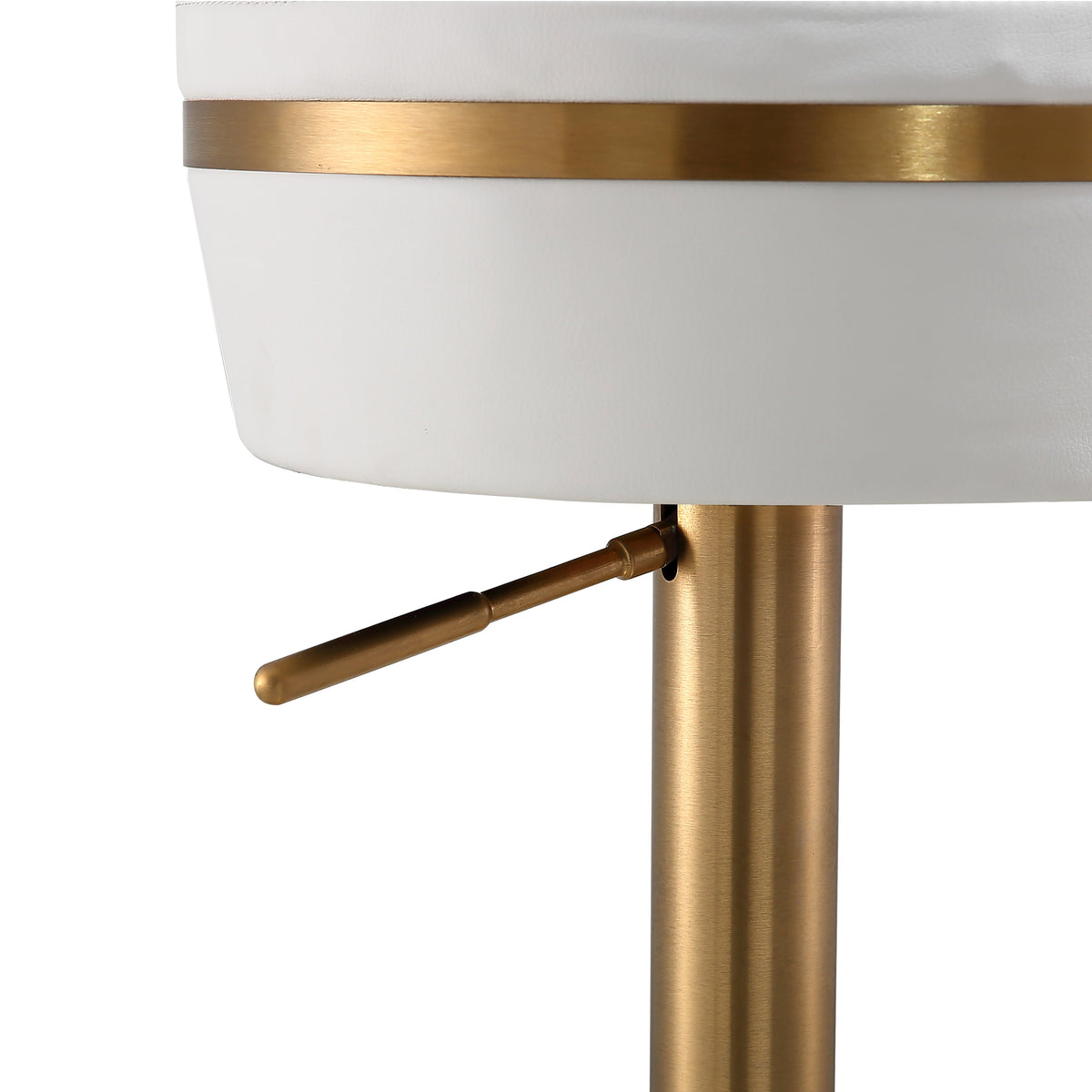 Astro White Performance Vegan Leather and Gold Adjustable Stool by TOV Furniture – photo 7 of 9