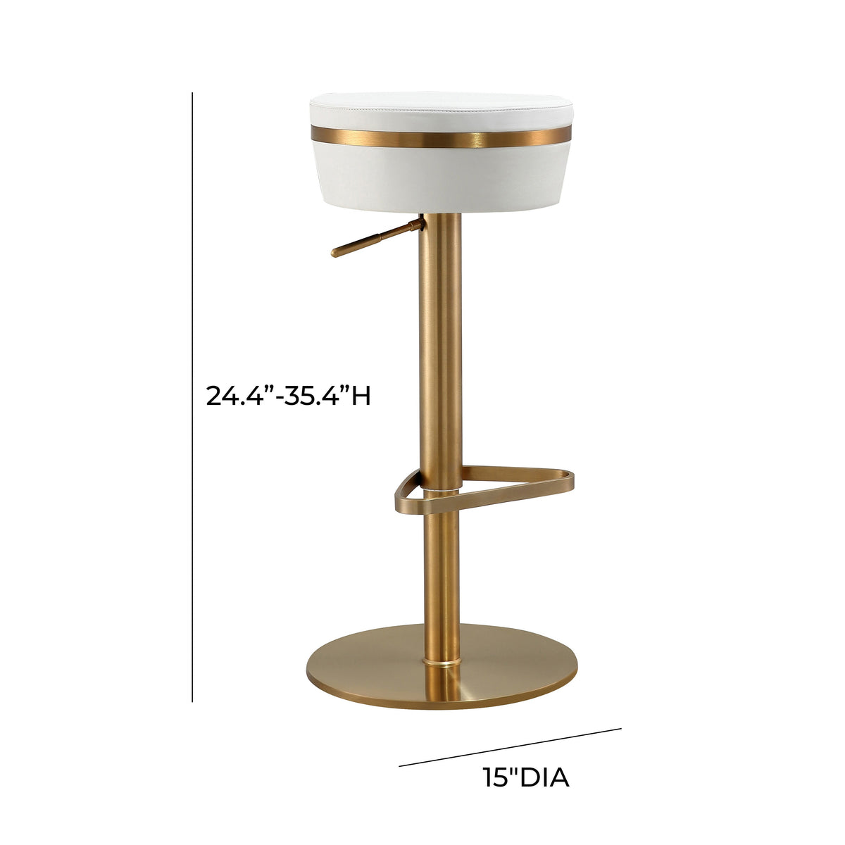 Astro White Performance Vegan Leather and Gold Adjustable Stool by TOV Furniture – photo 9 of 9