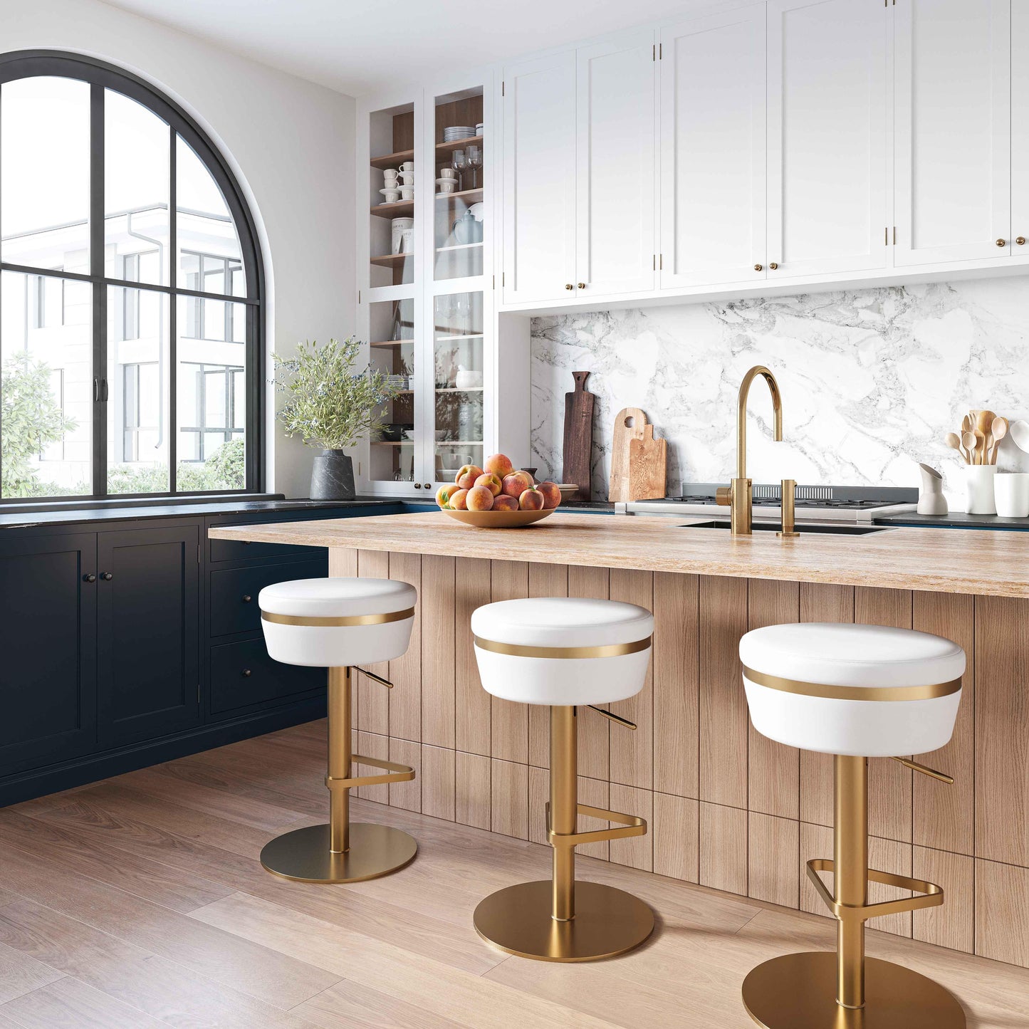 Astro Performance Vegan Leather Adjustable Stool by TOV D68296