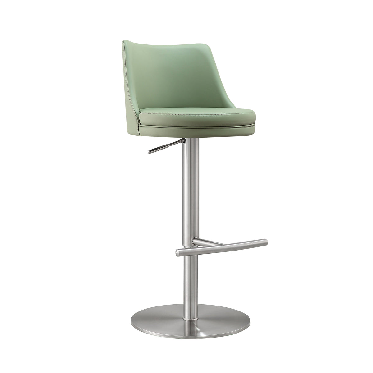 Reagan Sea Foam Green Performance Vegan Leather and Silver Adjustable Stool by TOV Furniture – photo 1 of 9
