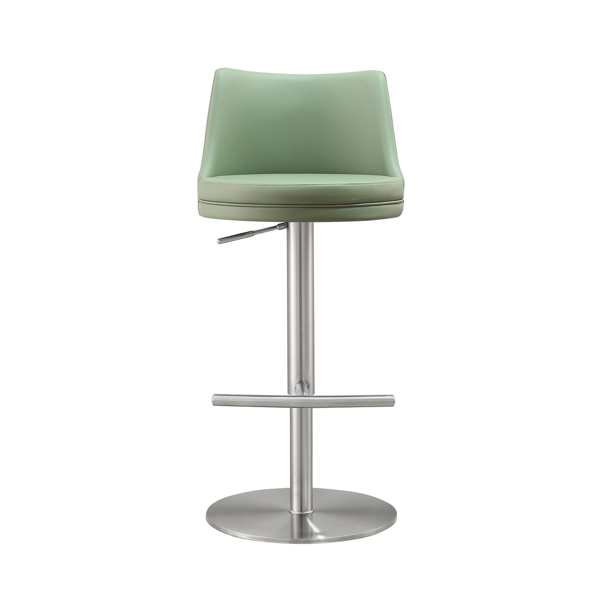 Reagan Sea Foam Green Performance Vegan Leather and Silver Adjustable Stool by TOV Furniture – photo 3 of 9