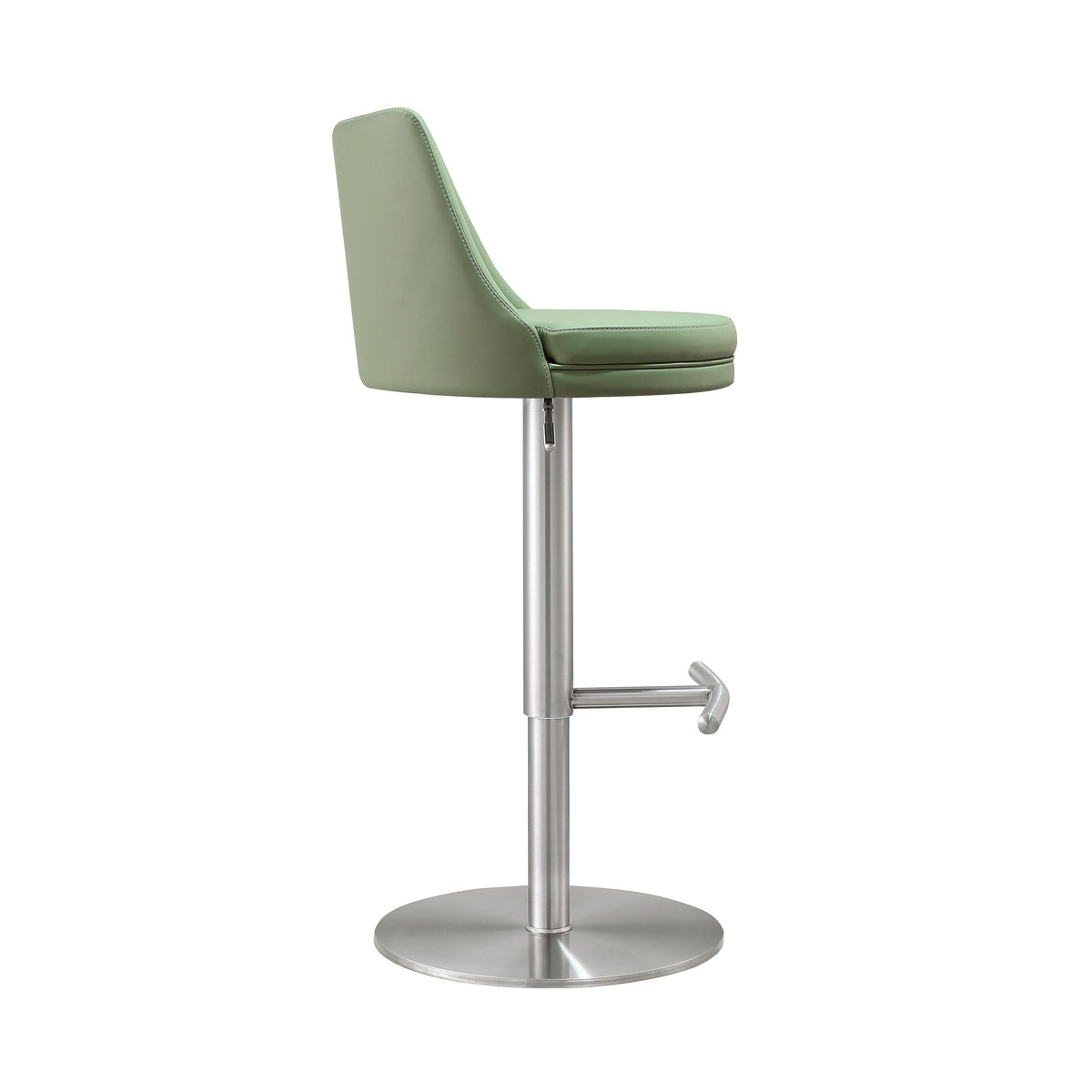 Reagan Sea Foam Green Performance Vegan Leather and Silver Adjustable Stool by TOV Furniture – photo 5 of 9