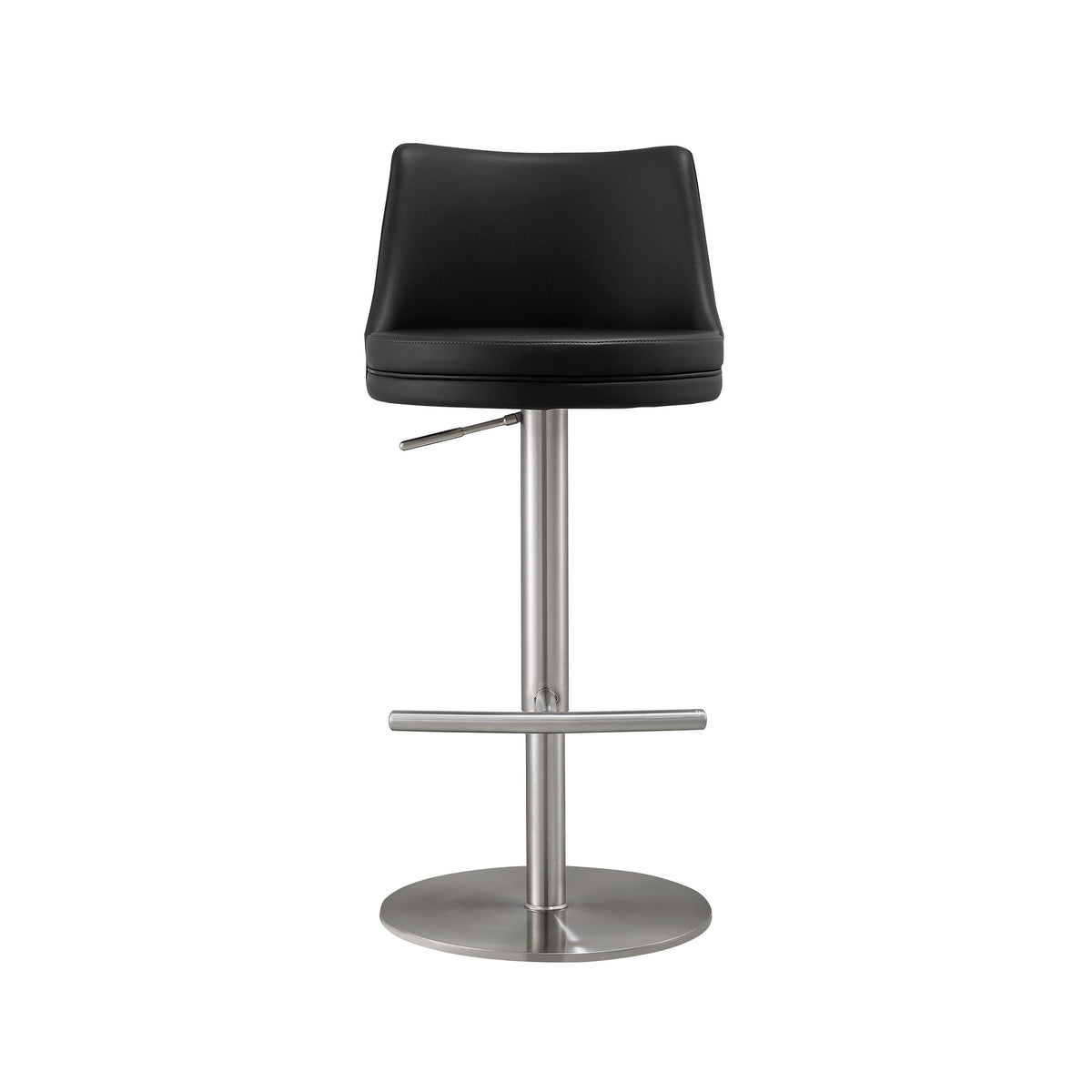 Reagan Black Performance Vegan Leather and Silver Adjustable Stool by TOV Furniture – photo 3 of 8