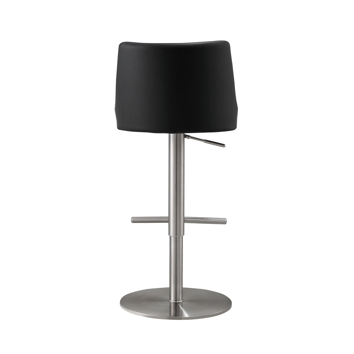 Reagan Black Performance Vegan Leather and Silver Adjustable Stool by TOV Furniture – photo 4 of 8
