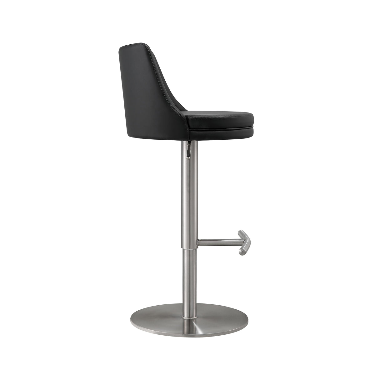 Reagan Black Performance Vegan Leather and Silver Adjustable Stool by TOV Furniture – photo 5 of 8
