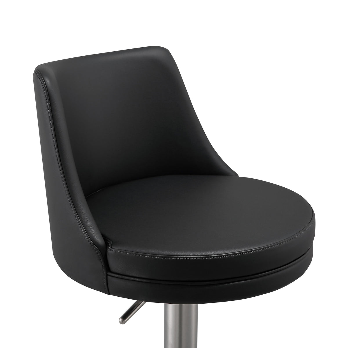 Reagan Black Performance Vegan Leather and Silver Adjustable Stool by TOV Furniture – photo 6 of 8