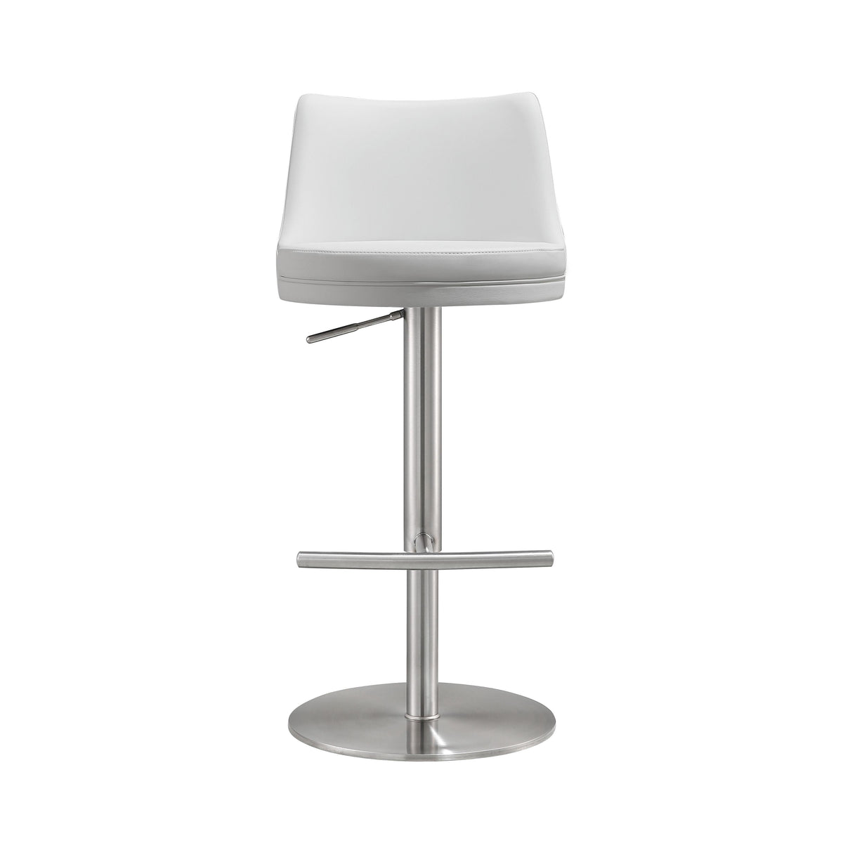 Reagan White Performance Vegan Leather and Silver Adjustable Stool by TOV Furniture – photo 3 of 8