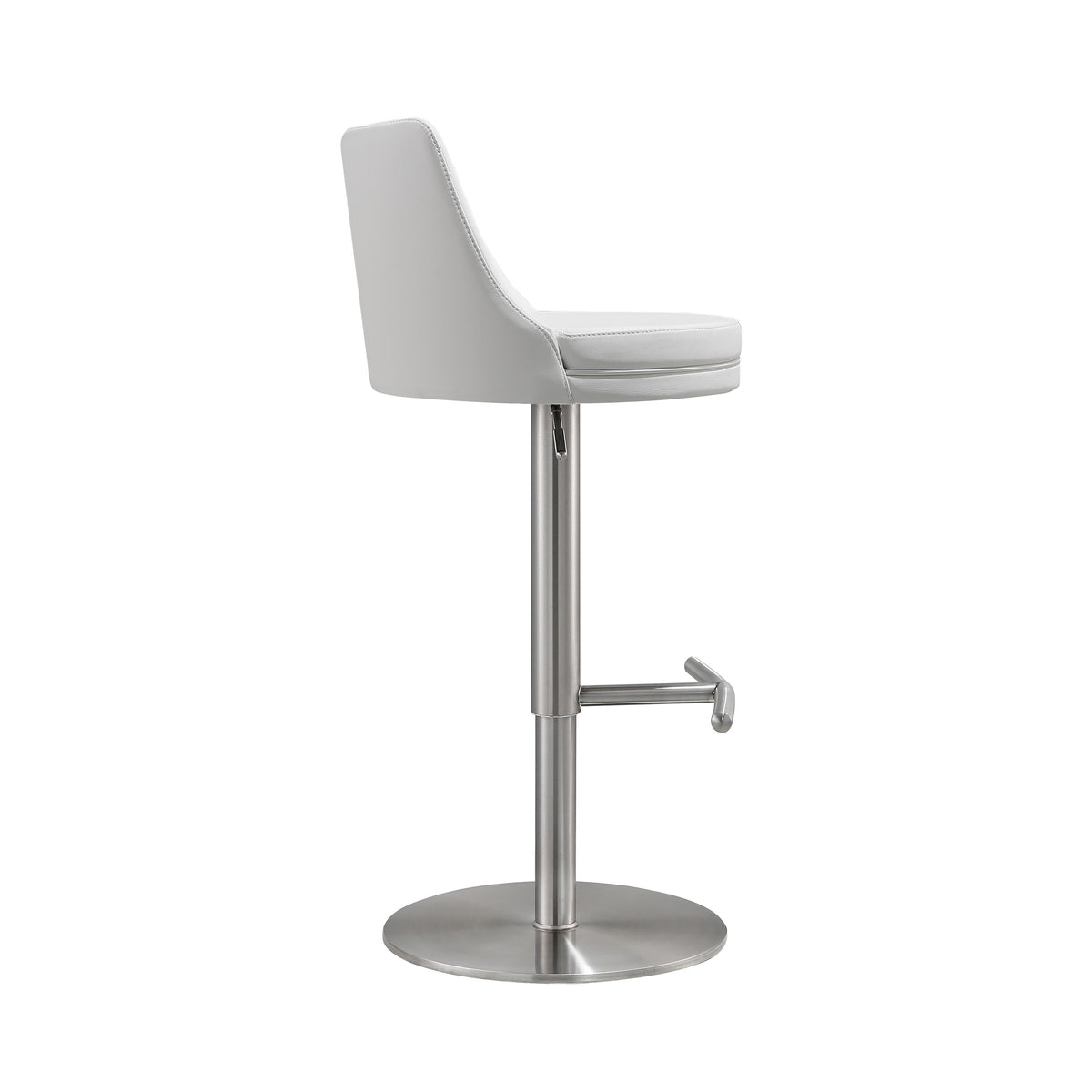 Reagan White Performance Vegan Leather and Silver Adjustable Stool by TOV Furniture – photo 5 of 8