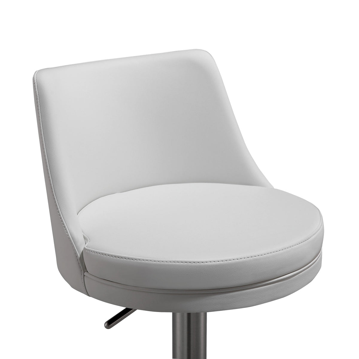Reagan White Performance Vegan Leather and Silver Adjustable Stool by TOV Furniture – photo 6 of 8