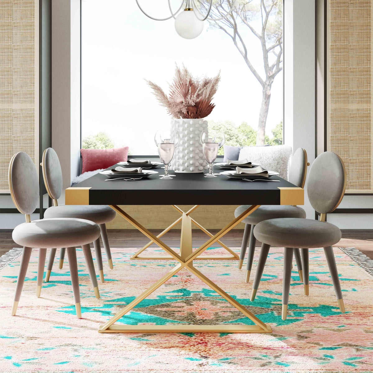 Adeline 95" Lacquer Rectangular Dining Table in White by TOV Furniture – photo 6 of 6
