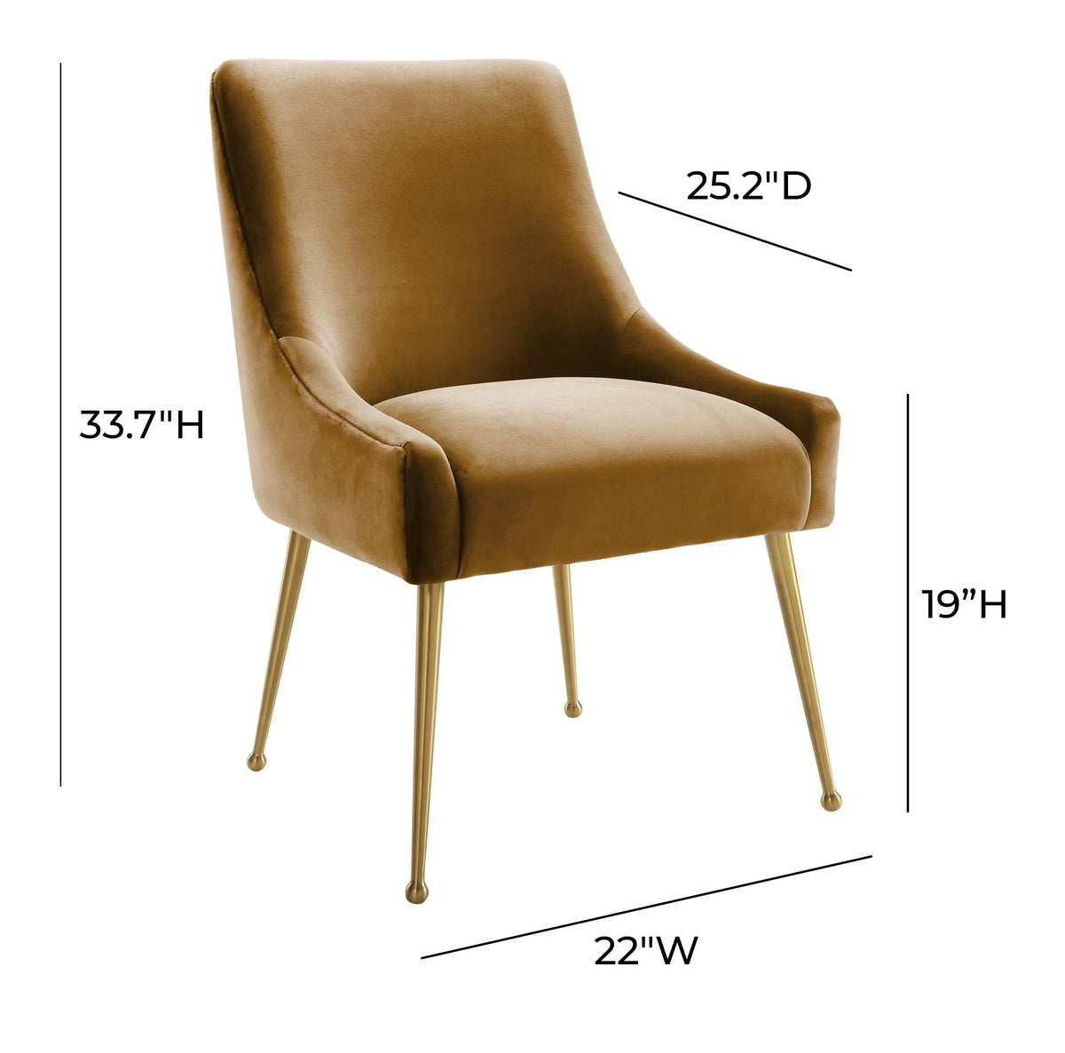 Beatrix Cognac Performance Velvet Dining Chair by TOV Furniture – photo 6 of 6