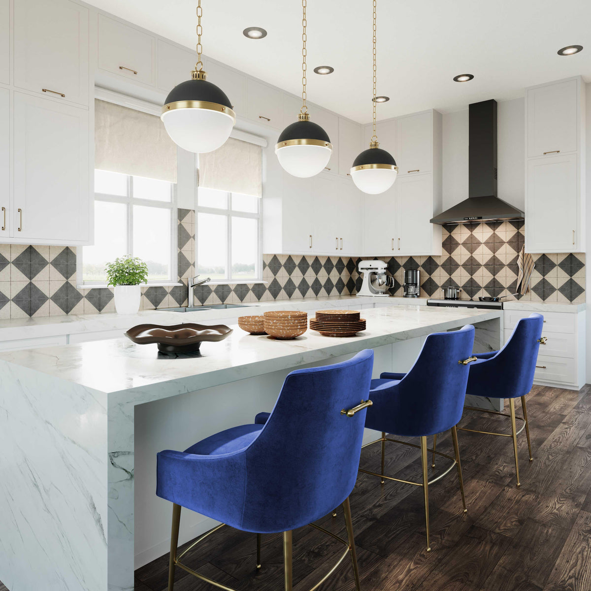 Beatrix Navy Performance Velvet Counter Stool by TOV Furniture – photo 2 of 6