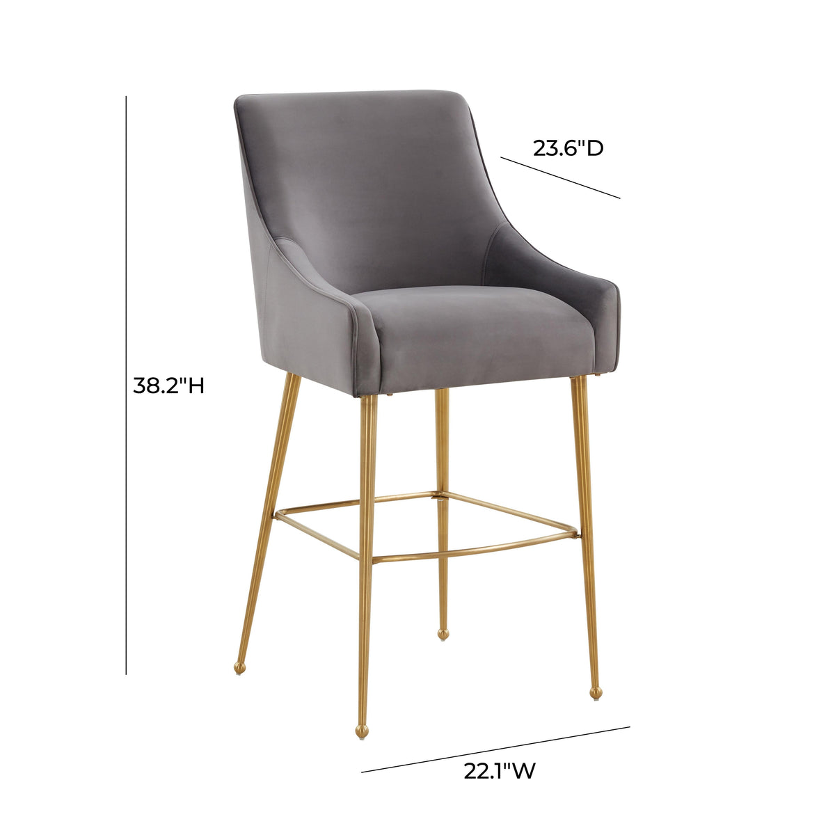 Beatrix Dark Grey Performance Velvet Counter Stool by TOV Furniture – photo 6 of 6