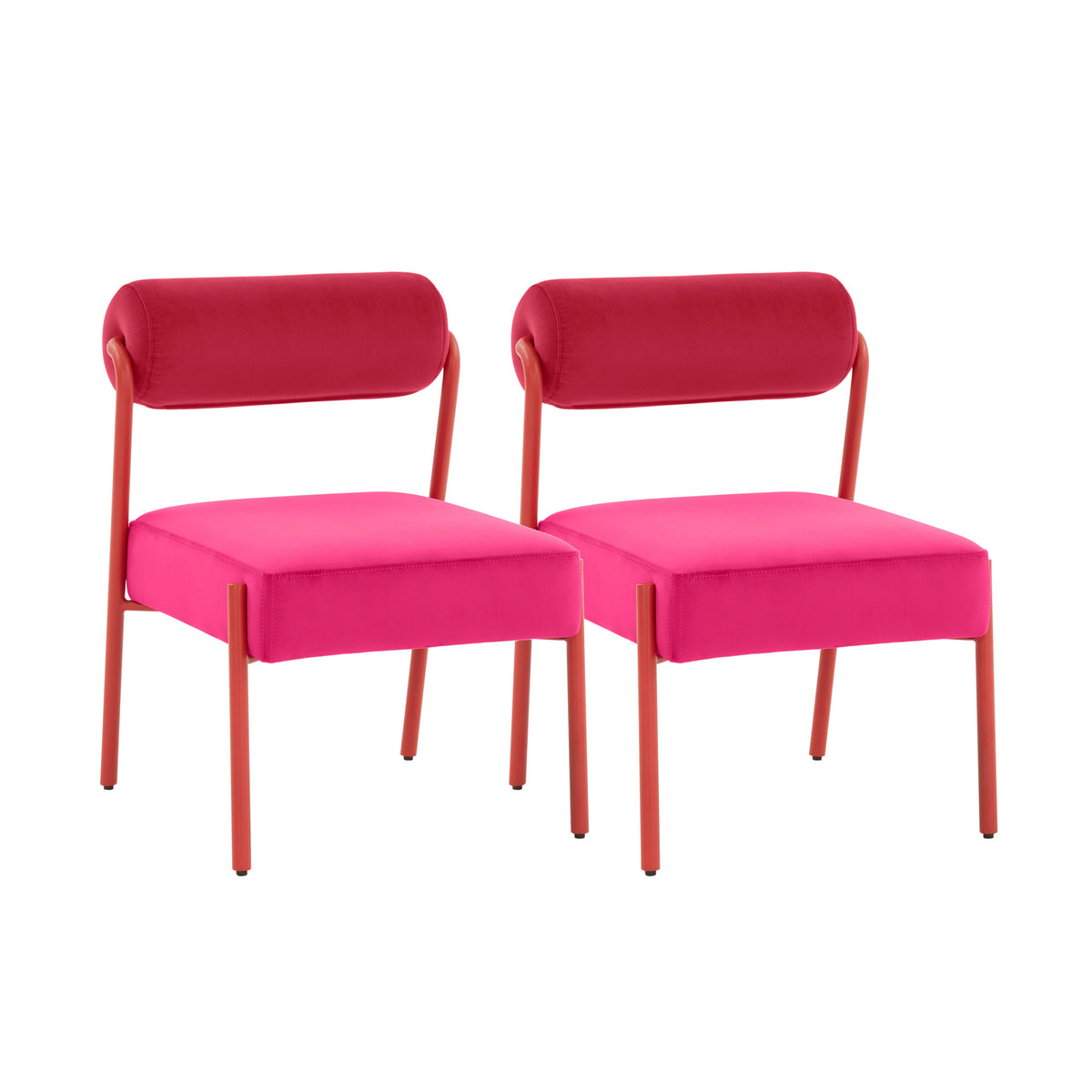 Jolene Performance Velvet Dining Chair - Set of 2 in Pink by TOV Furniture – photo 1 of 7