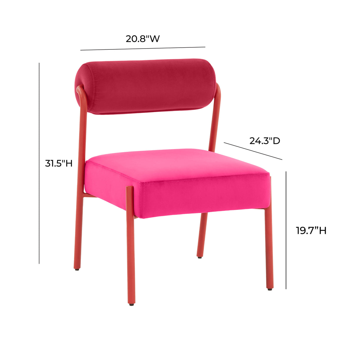 Jolene Performance Velvet Dining Chair - Set of 2 in Pink by TOV Furniture – photo 7 of 7