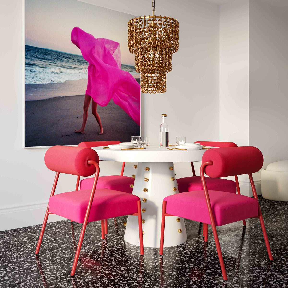 Jolene Performance Velvet Dining Chair - Set of 2 in Pink by TOV Furniture – photo 2 of 7
