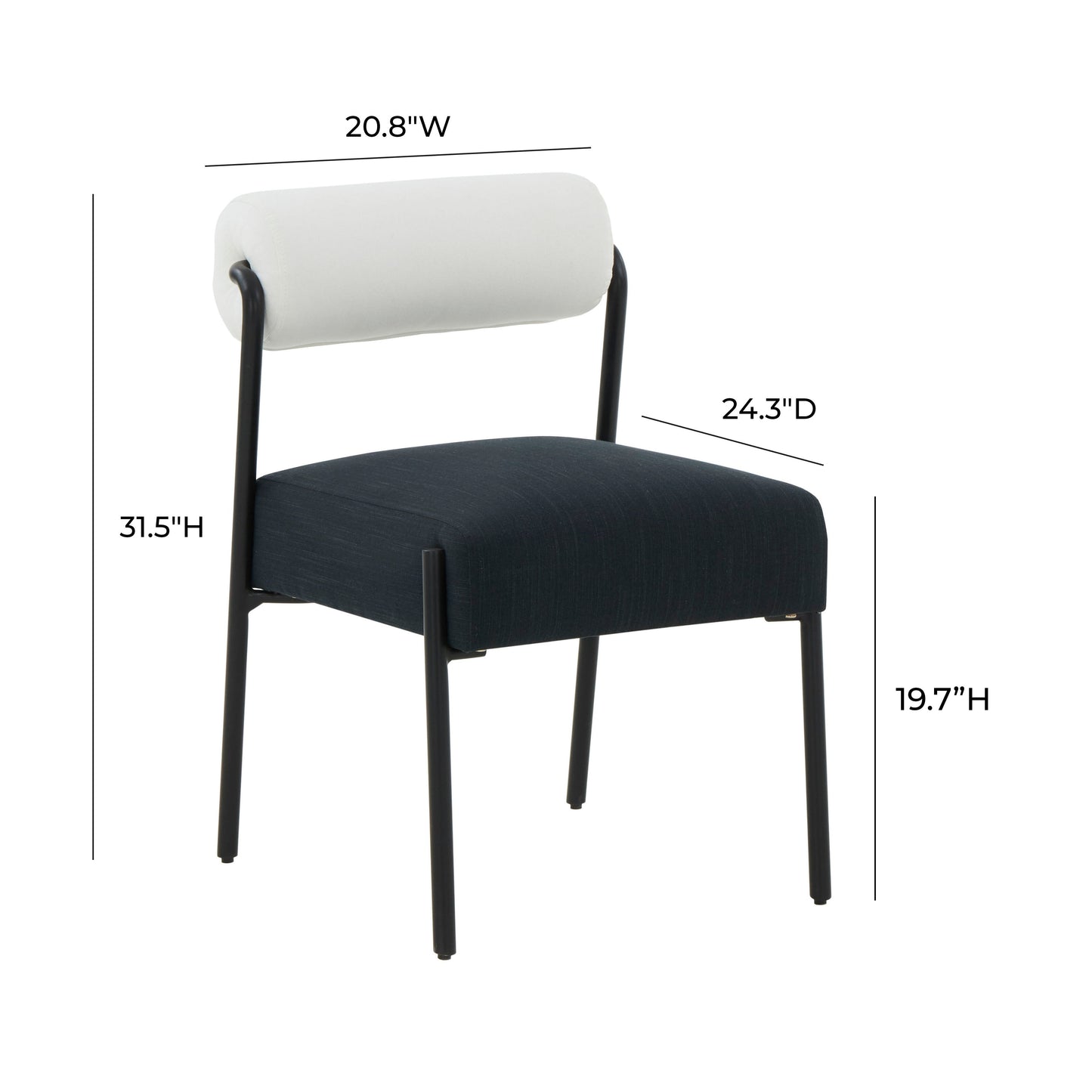 Jolene Cream And Black Performance Linen Dining Chair Set Of 2 by TOV D68585