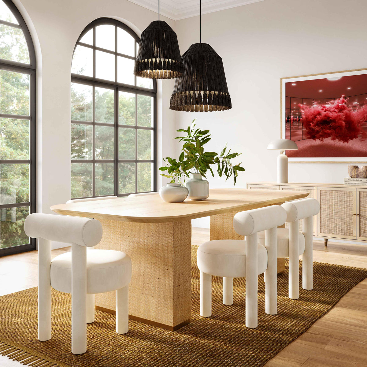 Carmel Cream Performance Velvet Dining Chair by TOV Furniture – photo 2 of 6