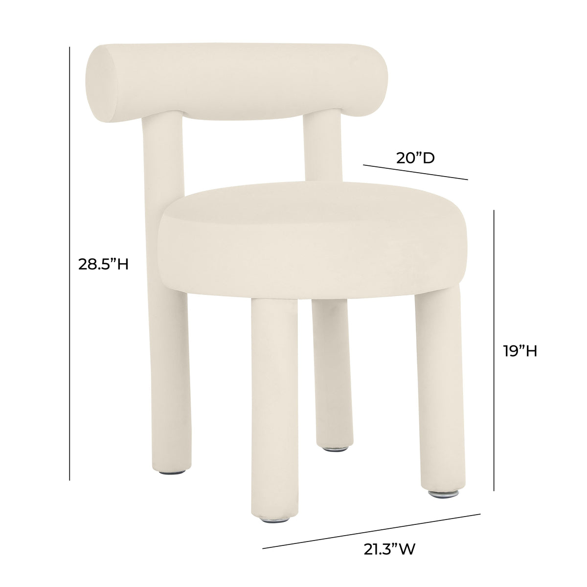 Carmel Cream Performance Velvet Dining Chair by TOV Furniture – photo 6 of 6
