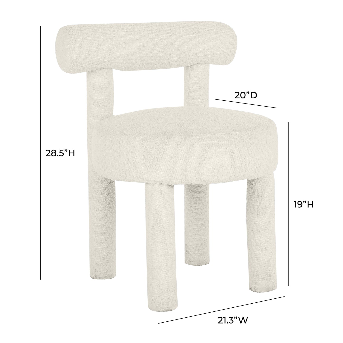 Carmel Cream Performance Boucle Dining Chair by TOV D68593