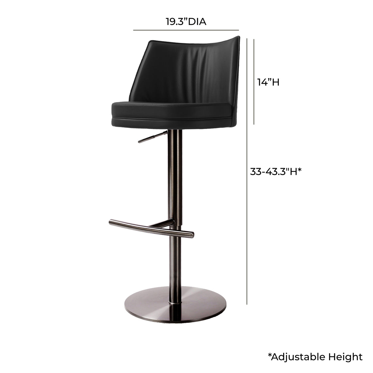 Gala Performance Vegan Leather Adjustable Stool in Black by TOV Furniture – photo 6 of 8