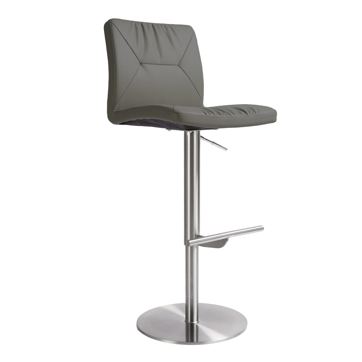 Paddy Dark Grey Performance Vegan Leather on Silver Adjustable Stool by TOV Furniture – photo 1 of 6