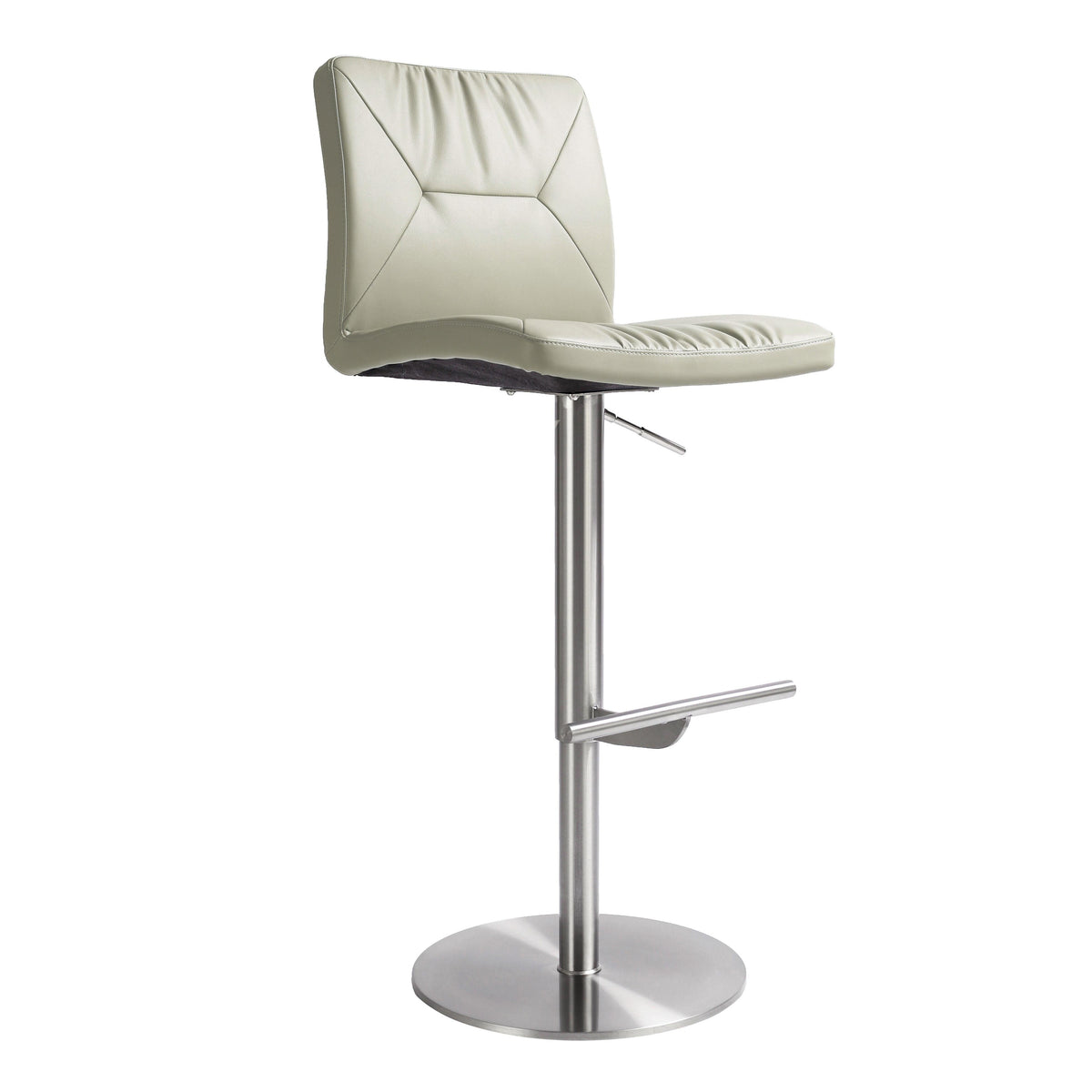 Paddy Light Grey Performance Vegan Leather on Silver Adjustable Stool by TOV Furniture – photo 1 of 6