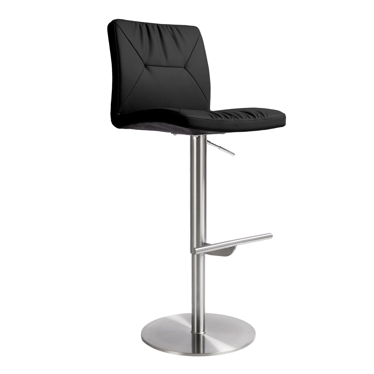 Paddy Black Performance Vegan Leather on Silver Adjustable Stool by TOV Furniture – photo 1 of 6