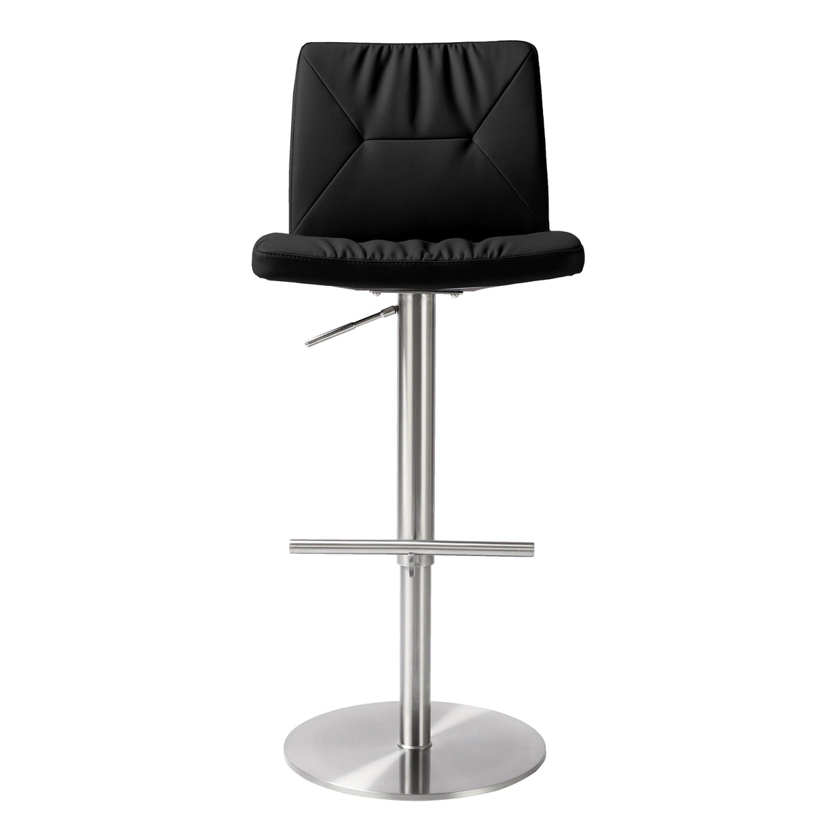 Paddy Black Performance Vegan Leather on Silver Adjustable Stool by TOV Furniture – photo 3 of 6